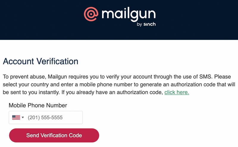 Mailgun account mobile phone verification Mailgun account mobile phone verification
