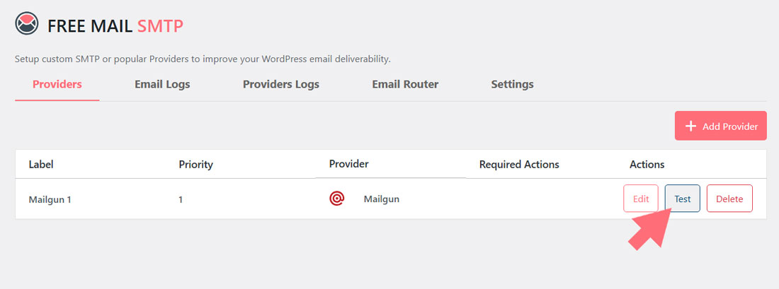 Mailgun SMTP for WordPress, test settings Mailgun SMTP for WordPress, test settings