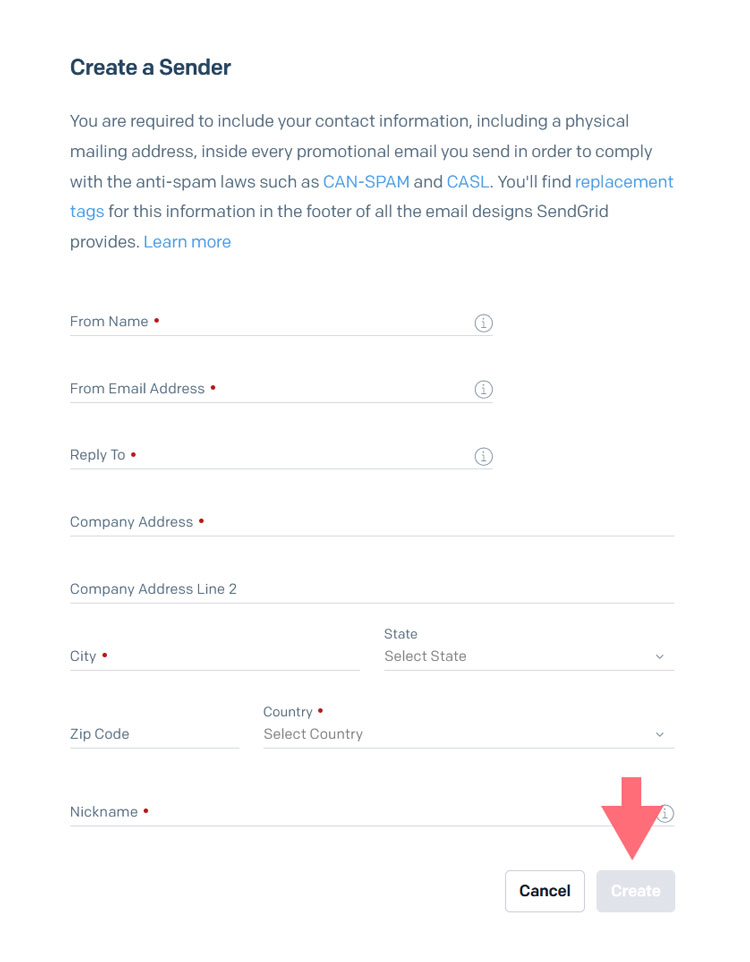 Sendgrid SMTP create new sender Sendgrid SMTP create new sender