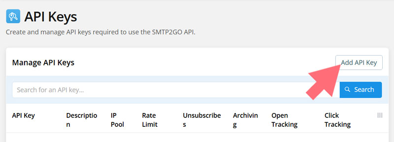 SMTP2GO create API Keys SMTP2GO create API Keys