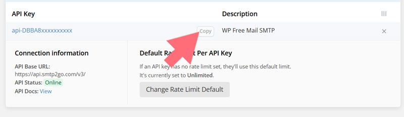 SMTP2GO create API Keys SMTP2GO create API Keys