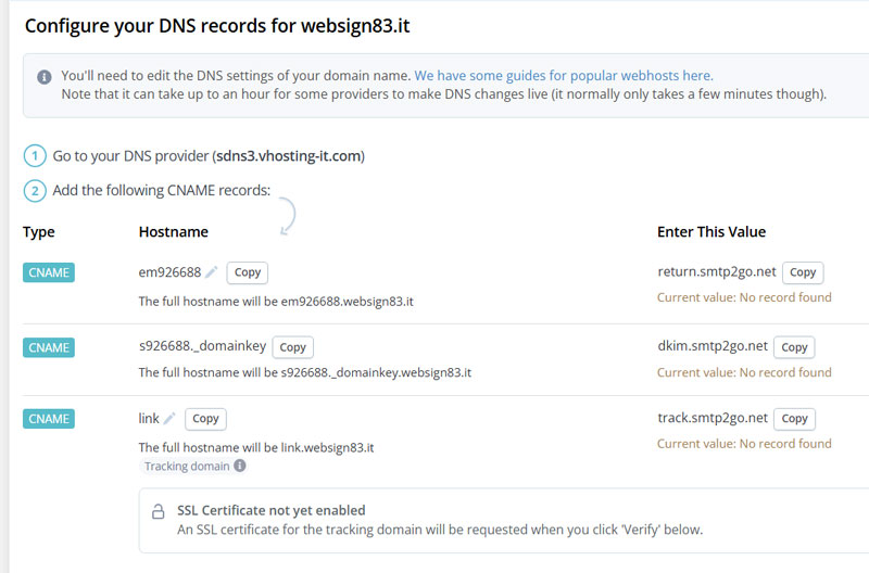 SMTP2GO adding DNS records SMTP2GO adding DNS records