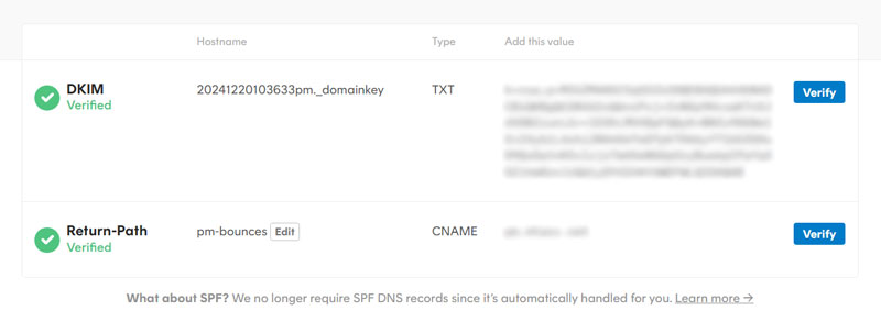 Postmark domain DNS verified Postmark domain DNS verified