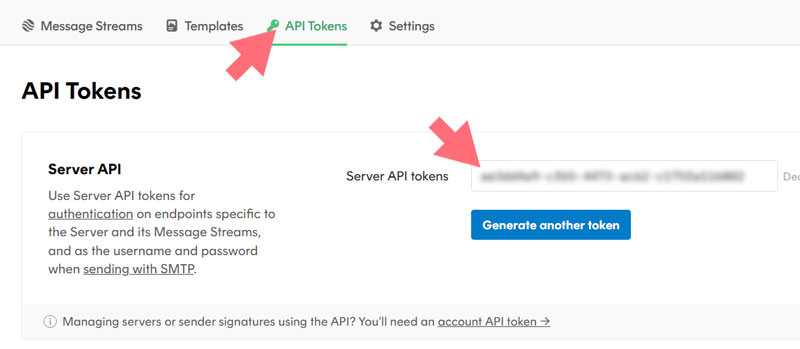 Postmark get API token Postmark get API token