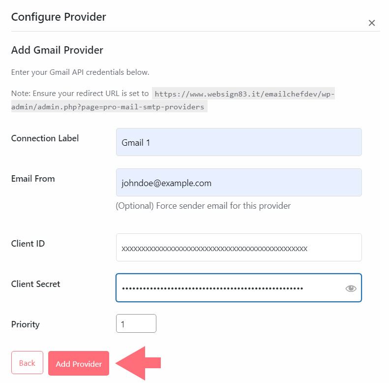 Gmail SMTP setting Gmail SMTP setting