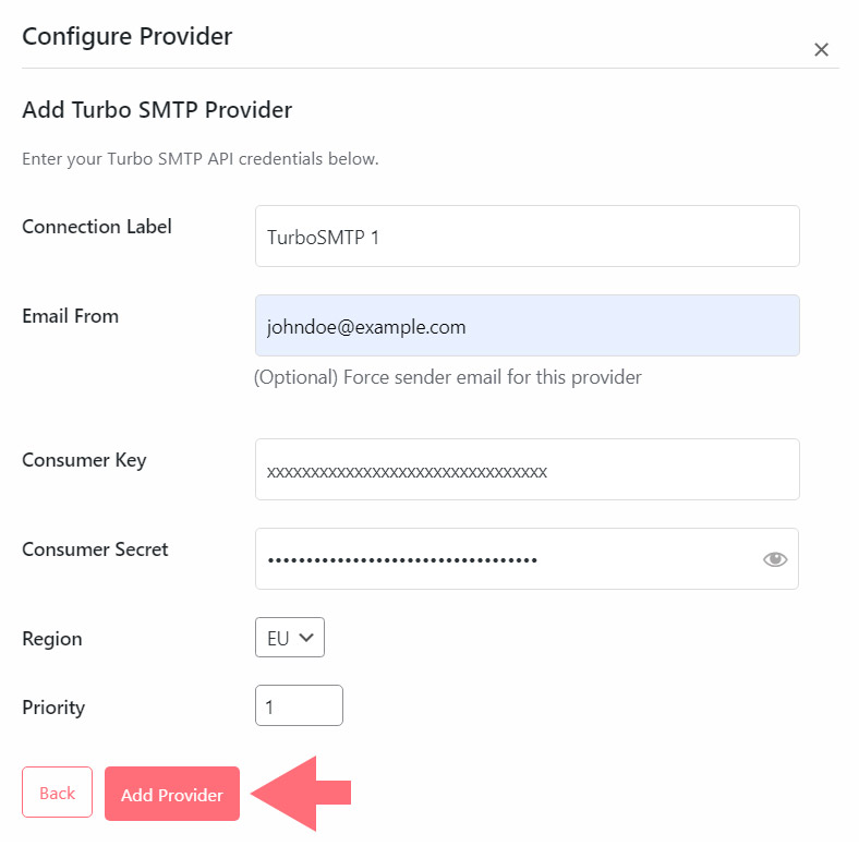 TurboSMTP setting TurboSMTP setting